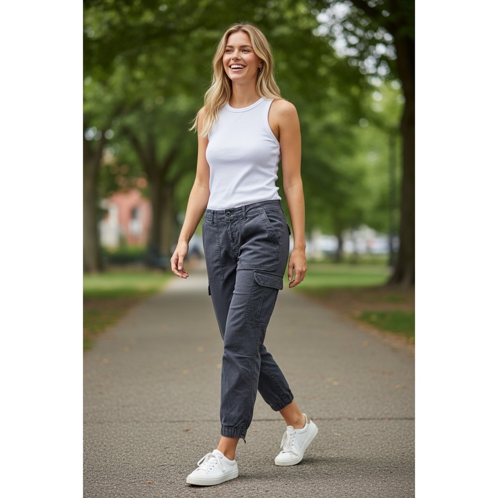 Nili Lotan East Hampton Utility Pants Navy Blue Cotton Ankle Zip Size 2 W29 $325